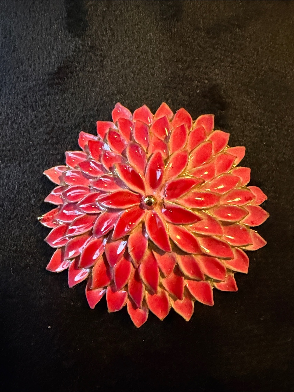 Red Floral Statement Brooch